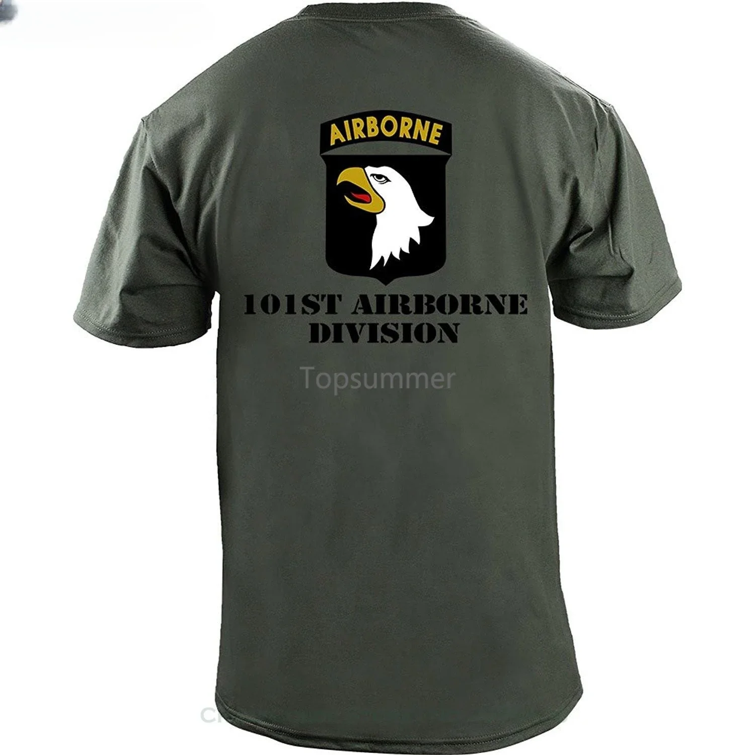 Short Sleeve Funny Design Army 101St Airborne Division Full Color Veteran T-Shirt