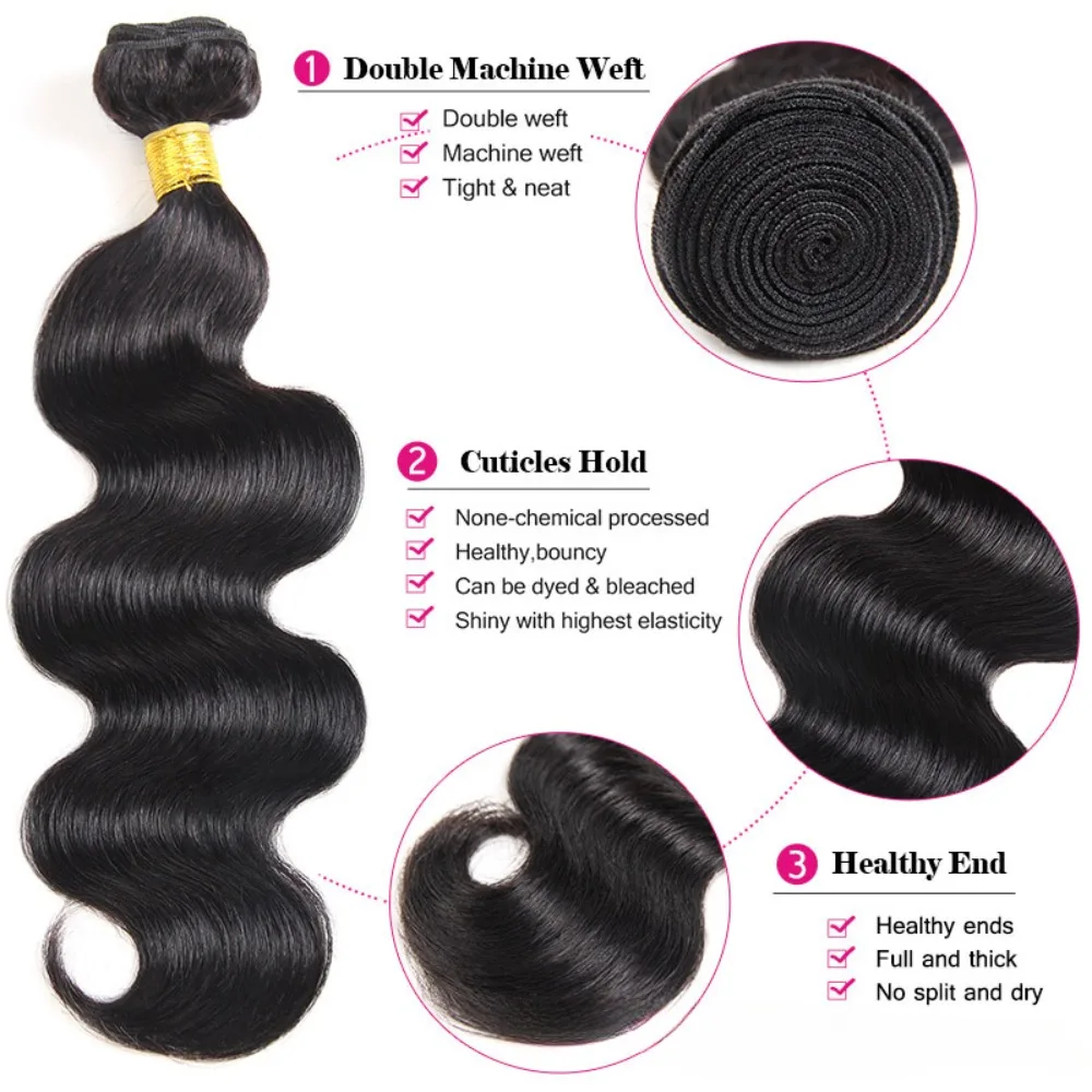 12A 등급 바디 웨이브 인모 헤어 번들 100g/개 더블 웨프트 헤어 익스텐션 내추럴 컬러 풀 엔드 브라질리언 버진 헤어