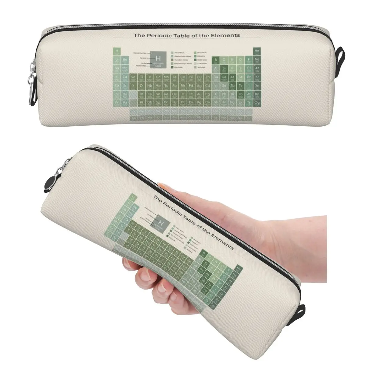 The Periodic Table Of The Elements Evergreen On Sand Pencil Cases for Students School Pen Box Pencil Bag Pencil Pouch Pen Holder