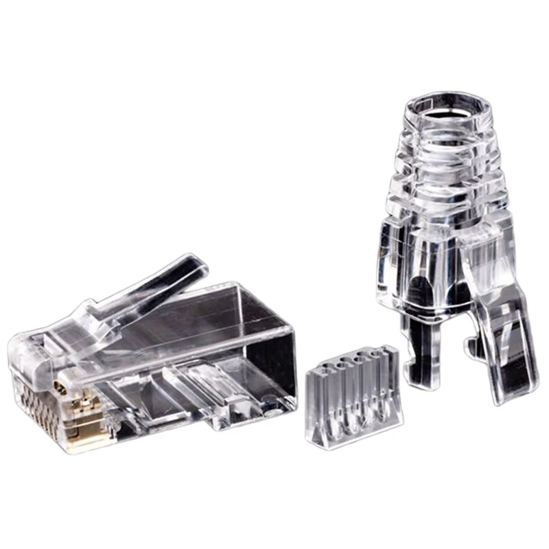 AA80 50Pcs Cat6 RJ45 Connector UTP Cable Ethernet Jack 8P8C Network CAT 6 Modular Plugs with 6.5mm RJ45 Caps