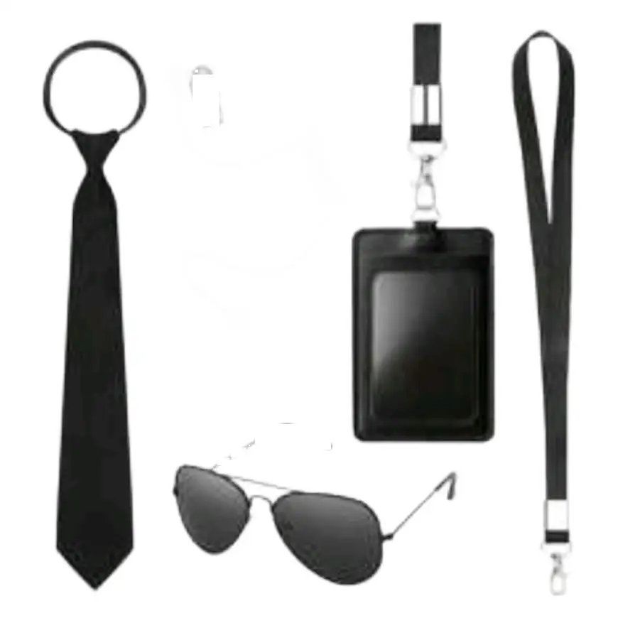Role Playing Secret Agent Clothing Dress Up SECURITY Baseball Cap Black Sunglasses Working Certificate Earplug Set