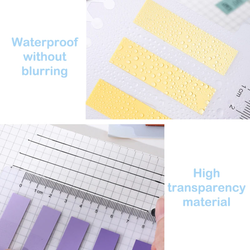 100 Sheets Color Transparent Waterproof Loose-leaf Label Sticky Notes Index Tab Strip School Office School Stationery Supplies