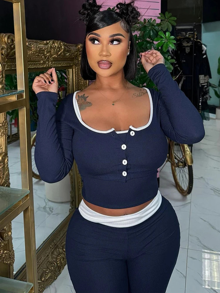 

Cutenew Women's Casual 3 Piece Set Daily Simple Autumn Street Outfits Inside Camis+Single Breasted U-neck Tees+Straight Pants