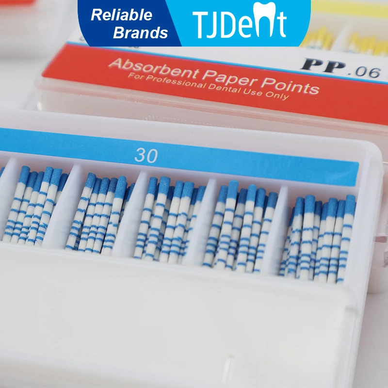 TJDent Dental Absorbent Paper Points With Scale 06 15-40# Root Cancel Endodontics Gutta Percha Cotton Fiber Tips Dentist Tools