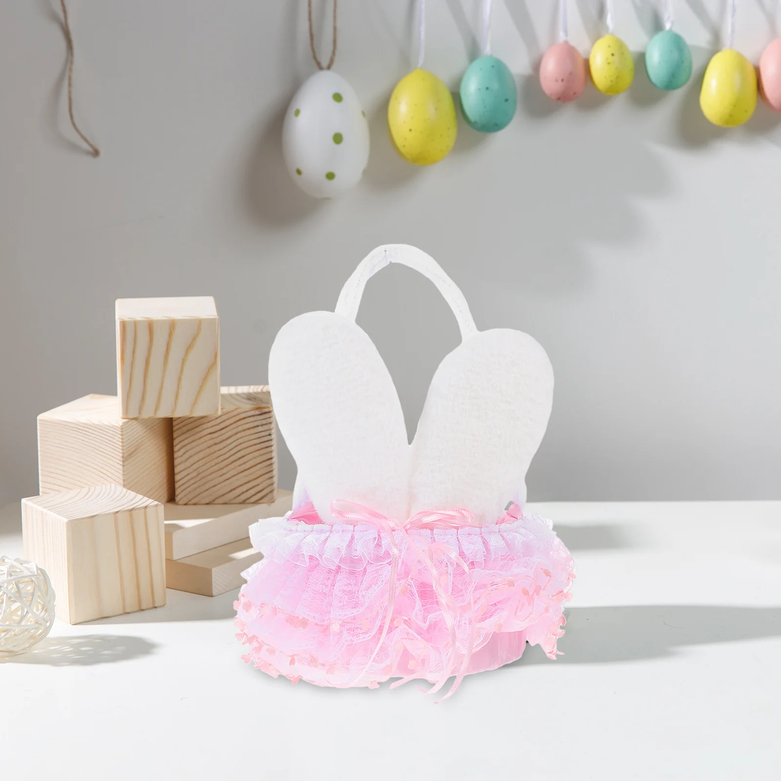 

Bunny Ear Easter Flower Basket Small Portable Wedding Party Basket With Handle Rustic Flower Baskets For Gift