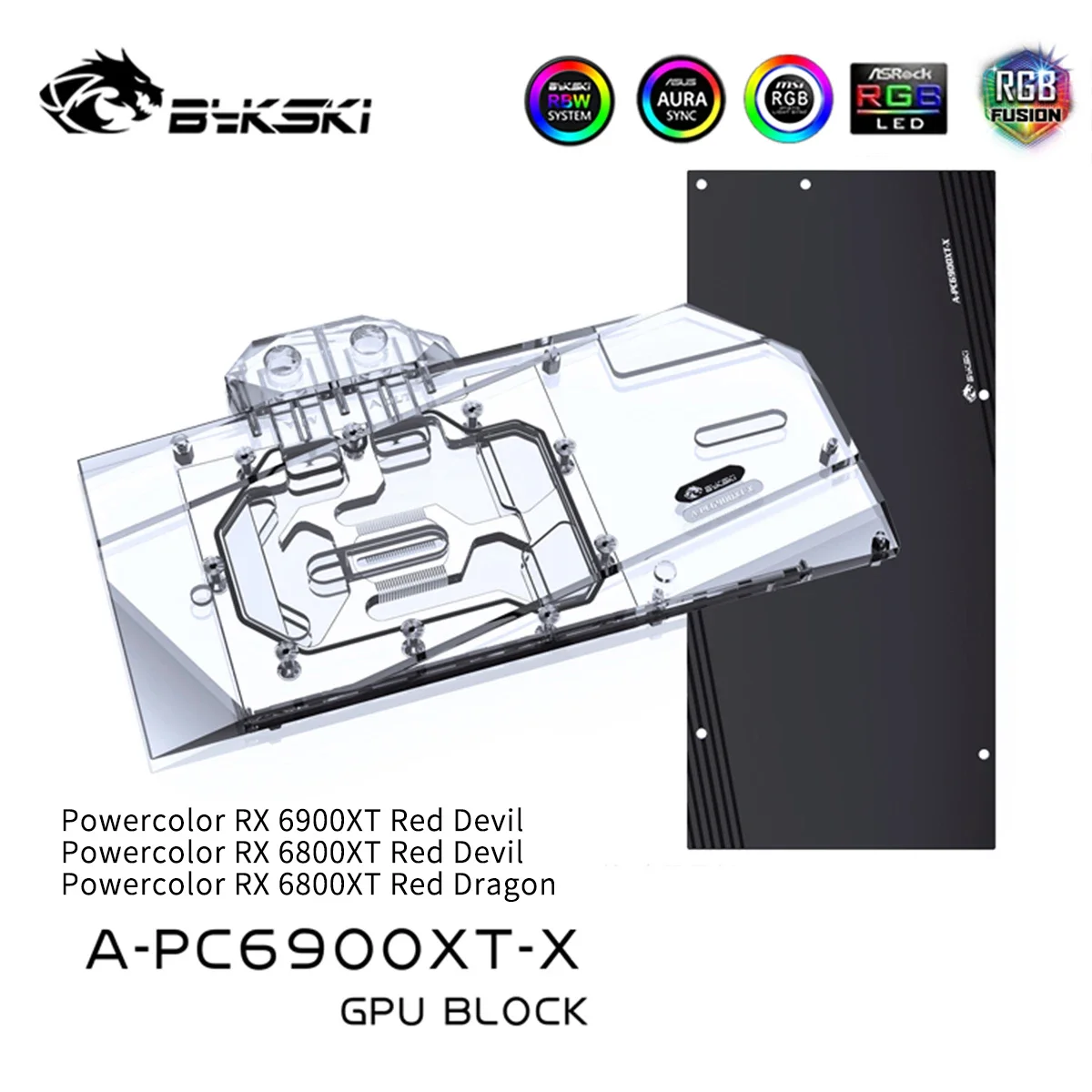 

Bykski RX 6900XT GPU Water Cooling Block For Powercolor RX 6900XT 6800XT Red Devil / Red Dragon,Graphic Card Cooler A-PC6900XT-X