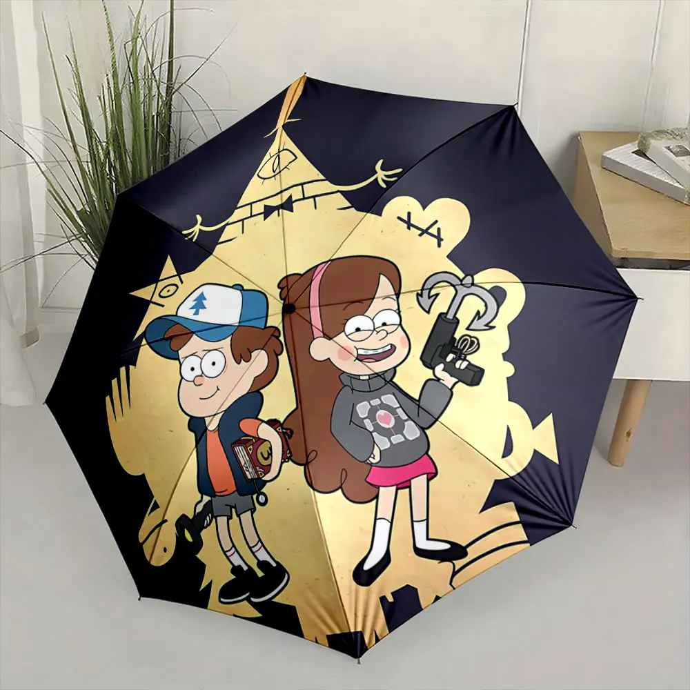Mystery Adventure Cartoon Umbrella - Iconic Characters Design Compact Fashion Folding Umbrella for Daily Use, Christmas Gift