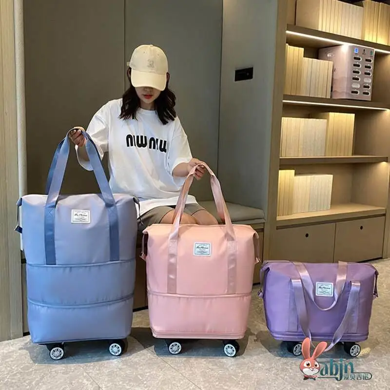 Large Capacity Women's Travel Bag with Universal Wheels Handheld Roller for Short Trips Moving Storage Bag for Business Trips