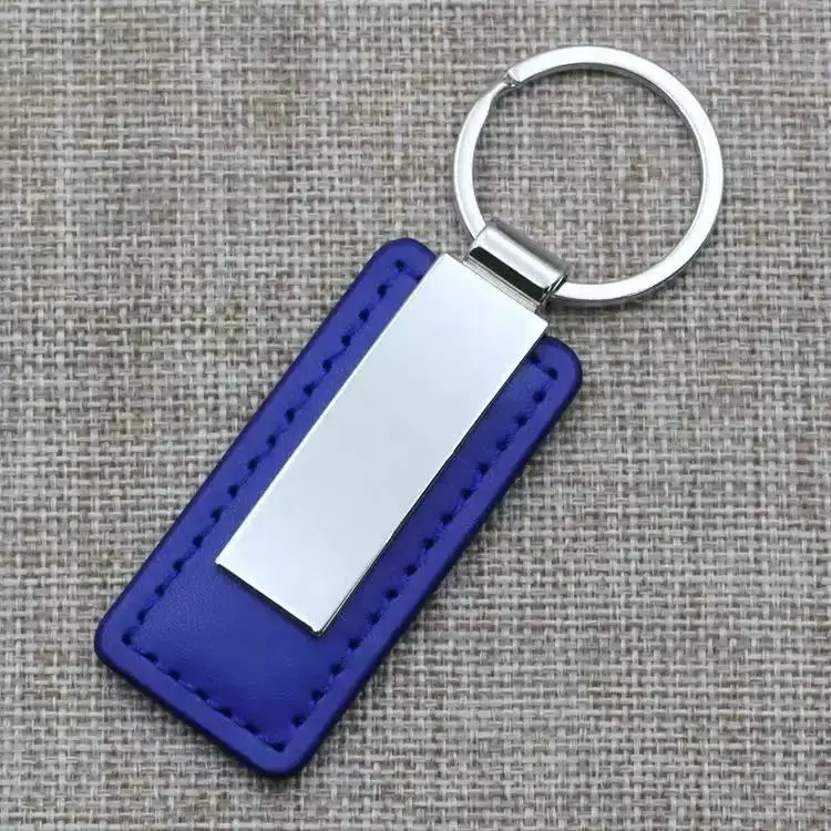 Einfacher Leder-Schlüsselanhänger, rechteckig, Edelstahl, Metall, Herren-Schlüsselring, Auto-Geschenk, Schlüsselanhänger, exquisiter Modeanhänger, Großhandel – Detail 8