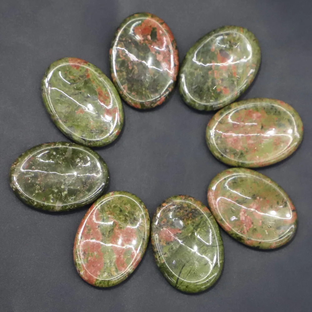 

New Natural Unakite Stone Oval Thumb Massager Palm Energys Worry Therapy Reiki Healing Meditation Spiritual Minerales Decor 6Pcs