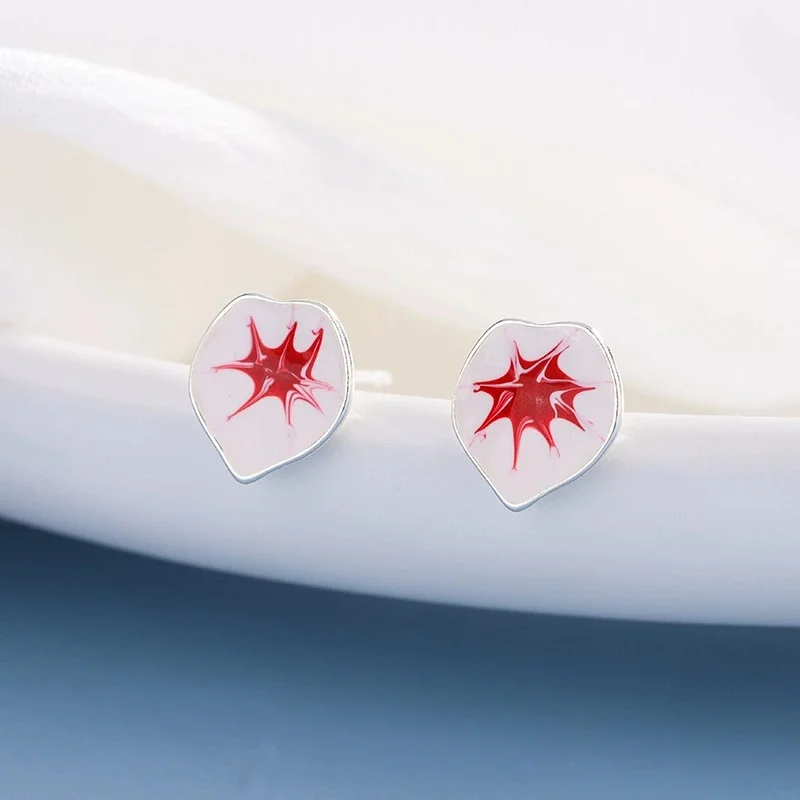 Uini Tail hot selling new 925 sterling silver fashionable and simple red maple leaf earrings exquisite trendy accessories ED289