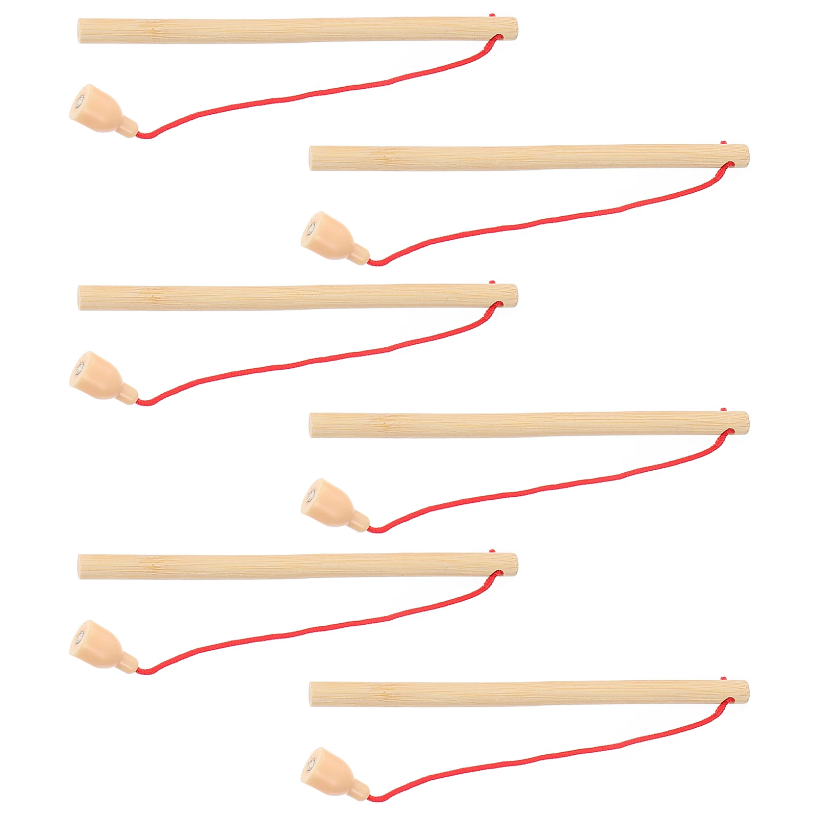 6 Pcs Wooden Fishing Rod Magnetic Toys Catching Game Pole Kid Kindergarten Kids Children Educational Funny Toddler Rods