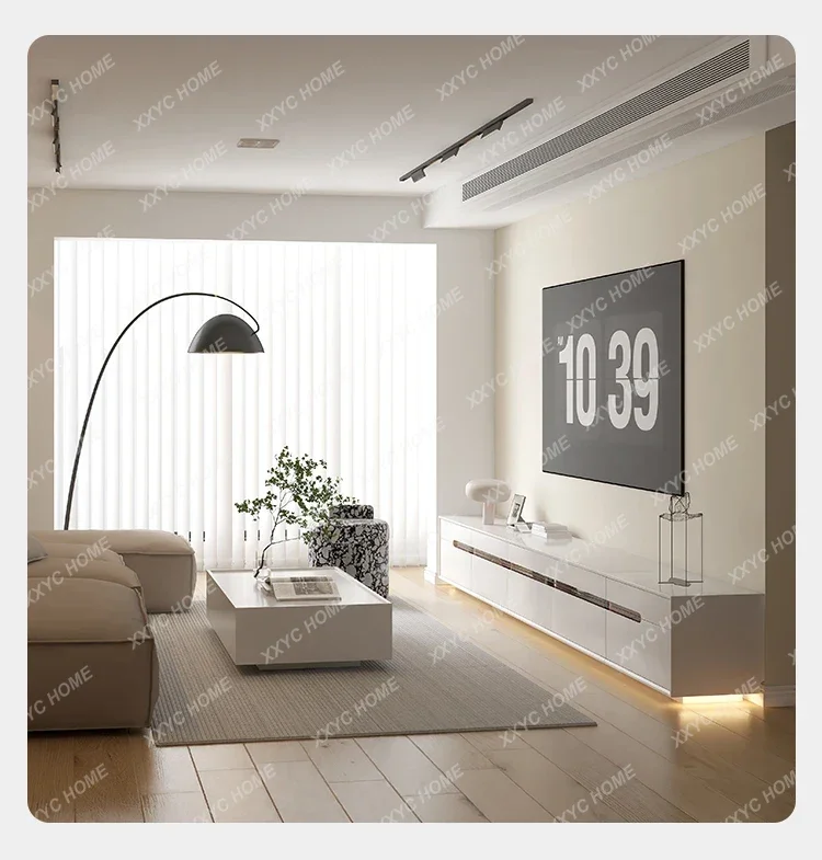 E5556White Minimalist Tv Stands Living Room Salon Console Modern  Tv Table Universal Storage