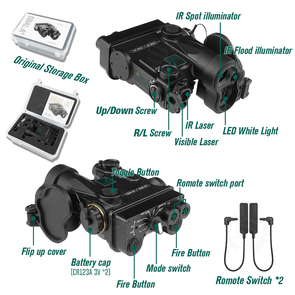 2024 NEW Upgraded High Quality DBAL-A4 IR Illuminator Device Red DotLaser Point Dual Beam Aiming Laser Sight Scope