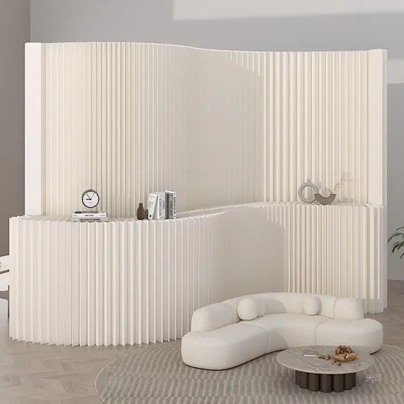 

2M Height Creative Home Decor White Paper Wall Screen Room Dividers Office Partition Removable Folding Baffle