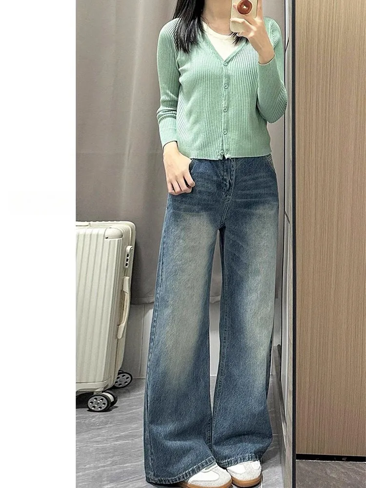 

High Waist Wide Leg Denim Jeans Women's Loose Fit Straight Leg Pants for Pear aped Body Spring New Sle plus Size Slimming