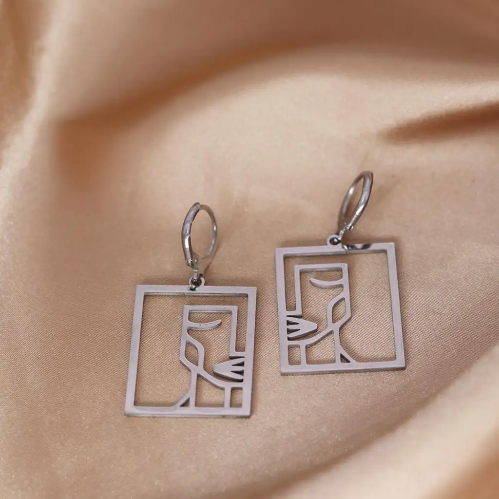 QIAMNI Unique Elegant Metal Hoop Earrings for Women Girls Geometric Statement Dangle Drop Earring Fashion Jewelry Birthday Gift image 3