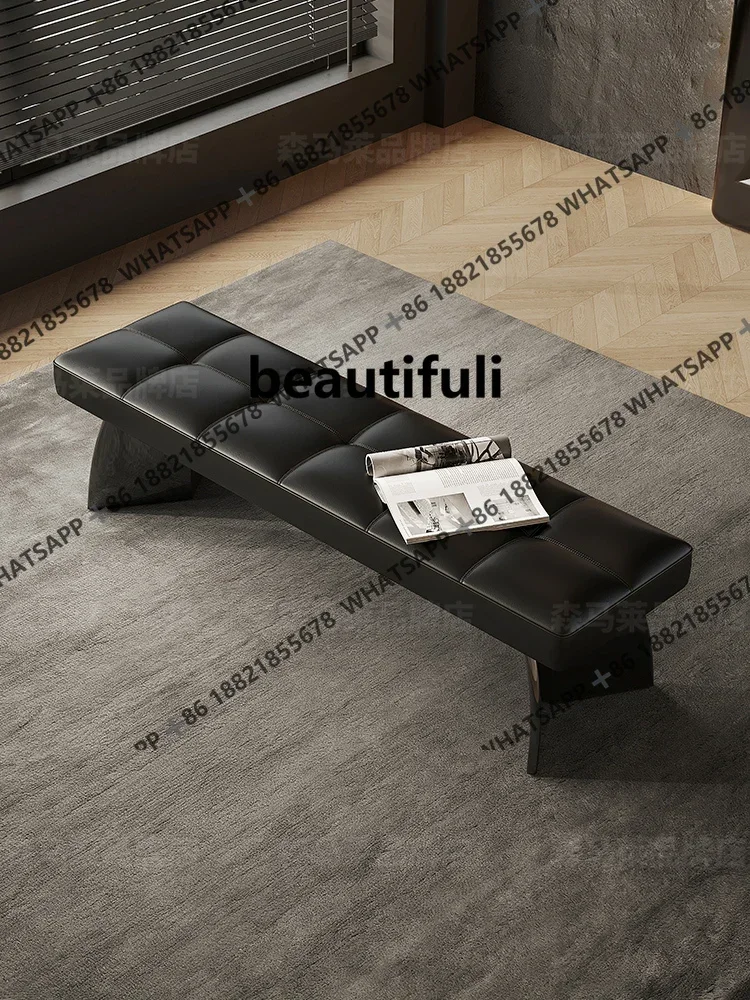 

K182Italian style, leather bedside stool, light luxury and high-end sense, bedroom bedside, bench cloakroom