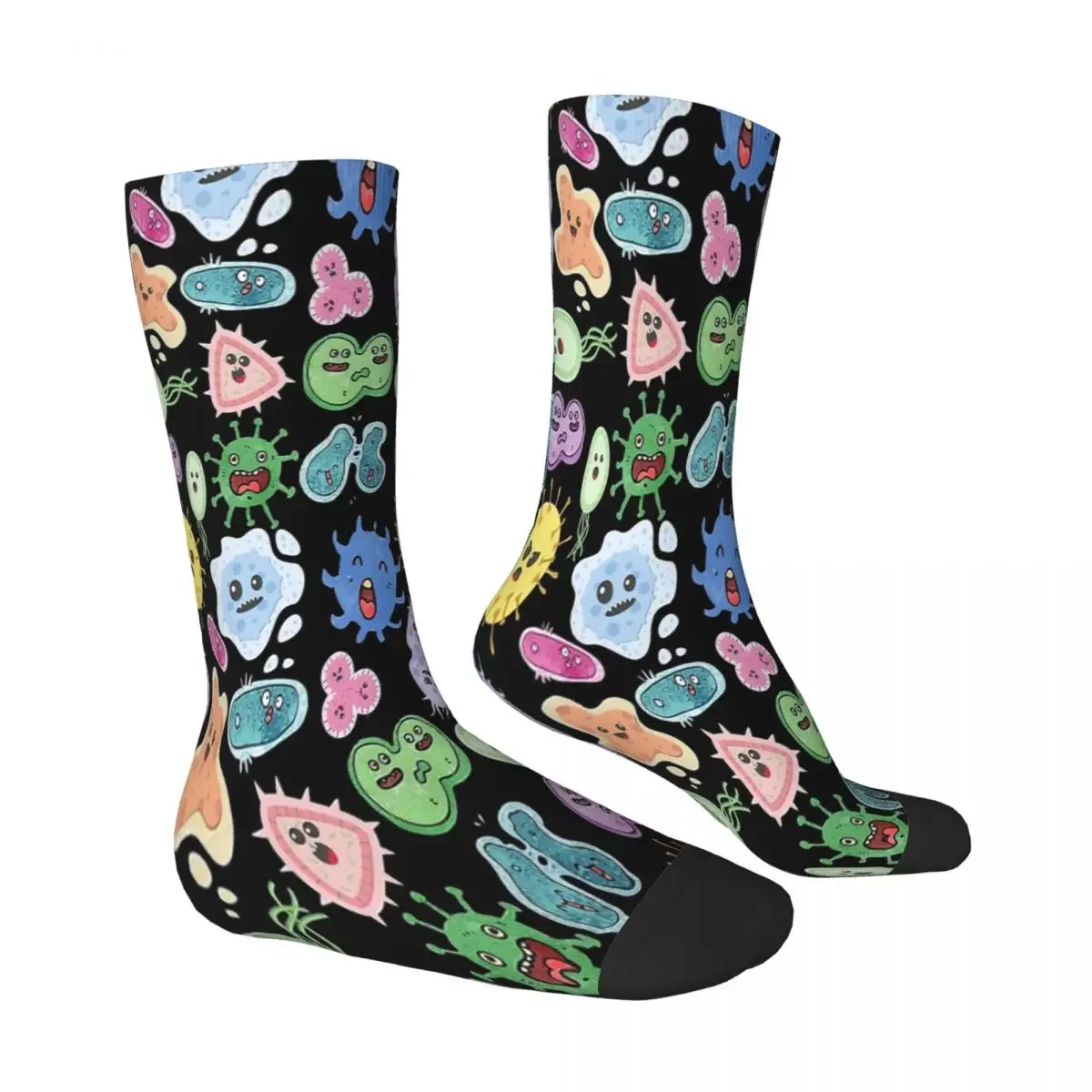 Cute Microbes Bacteria Virus Ecoli MicroBiology Seamless Chemistry Chemist Science Scientist Socks Male Mens Women Stockings