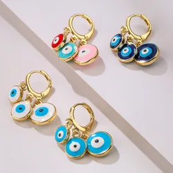 High Quality Colorful Oil Dripping Turkish Evil Eye Drop Earrings For Lady Girls  Wedding Pendant Jewelry  Gift