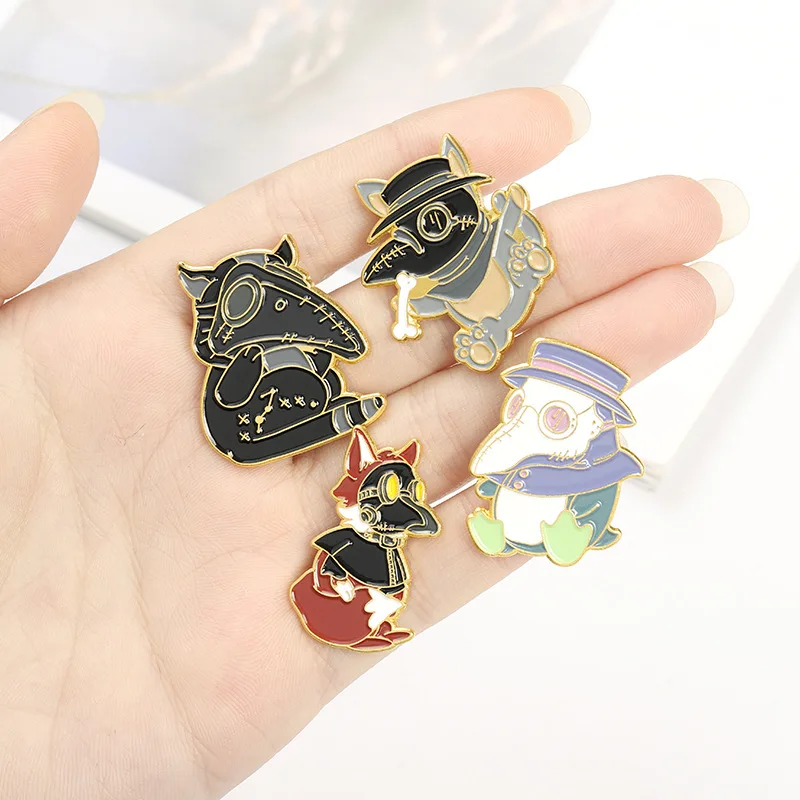 โลหะผสมคาวบอย Badge Creative Wild Crow เข็มกลัด Pin เข็มกลัดการ์ตูน Lapel Pins Plague Doctor Beak