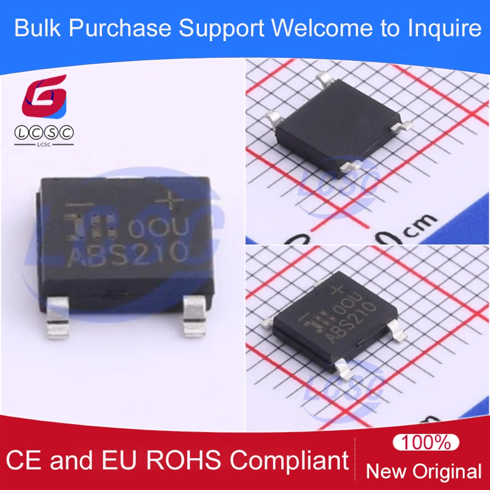 20Pcs/Original ABS210 1000V 2A 1KV Surface Mount Glass Passivated Bridge Rectifier SMD-4Pin ABS210-13