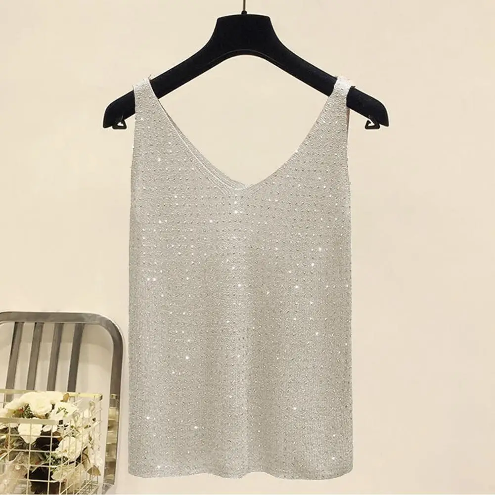 Summer Sleeveless Shirt Stylish Women's V-neck Hot Drill Tank Top with Loose Fit Bottoming Sleeveless Summer Vest for A Chic