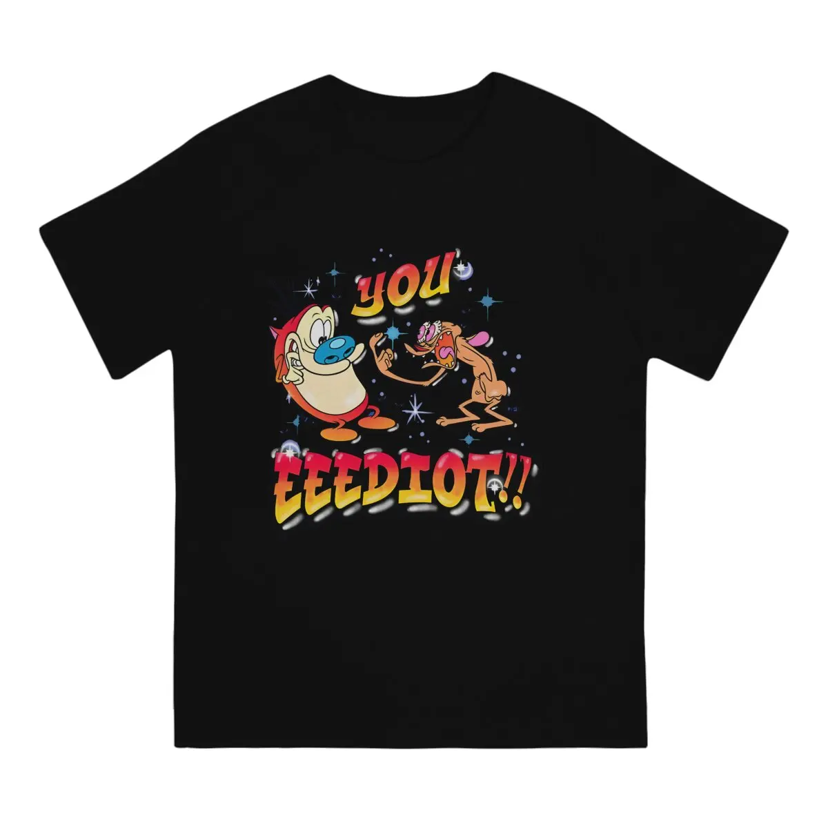 You Eeediot Airbrushed Poster The Ren & Stimpy Show Anime Men T Shirt Cotton Punk Crewneck TShirt Harajuku Short Sleeve