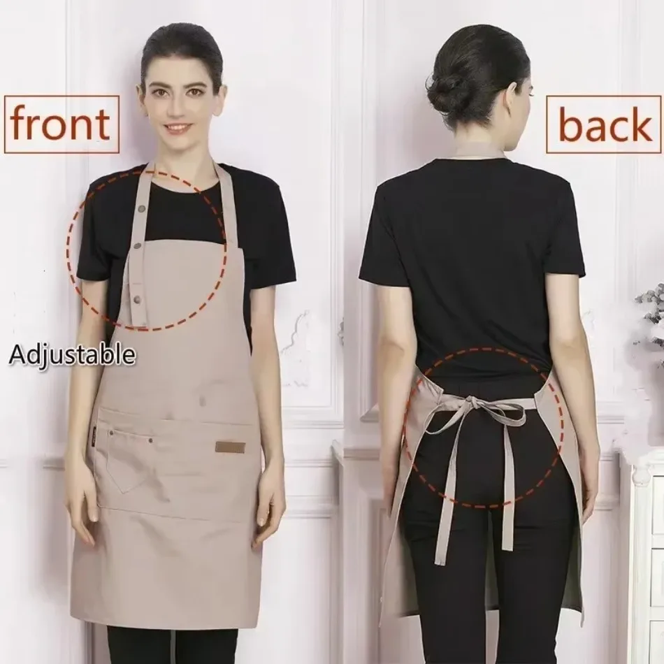 1Pc Waterproof Oil‑proof Work Apron For Kitchen Catering Milk Tea Nail Salon Supermarket Waist Apron House Kitchen Accessory