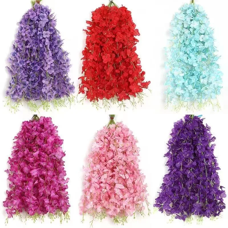 5/10/20Pcs Wisteria Artificial Flowers Vine Hanging 60cm Fake Flowers Garland for Home Decor Wedding Decoration Party Supplies