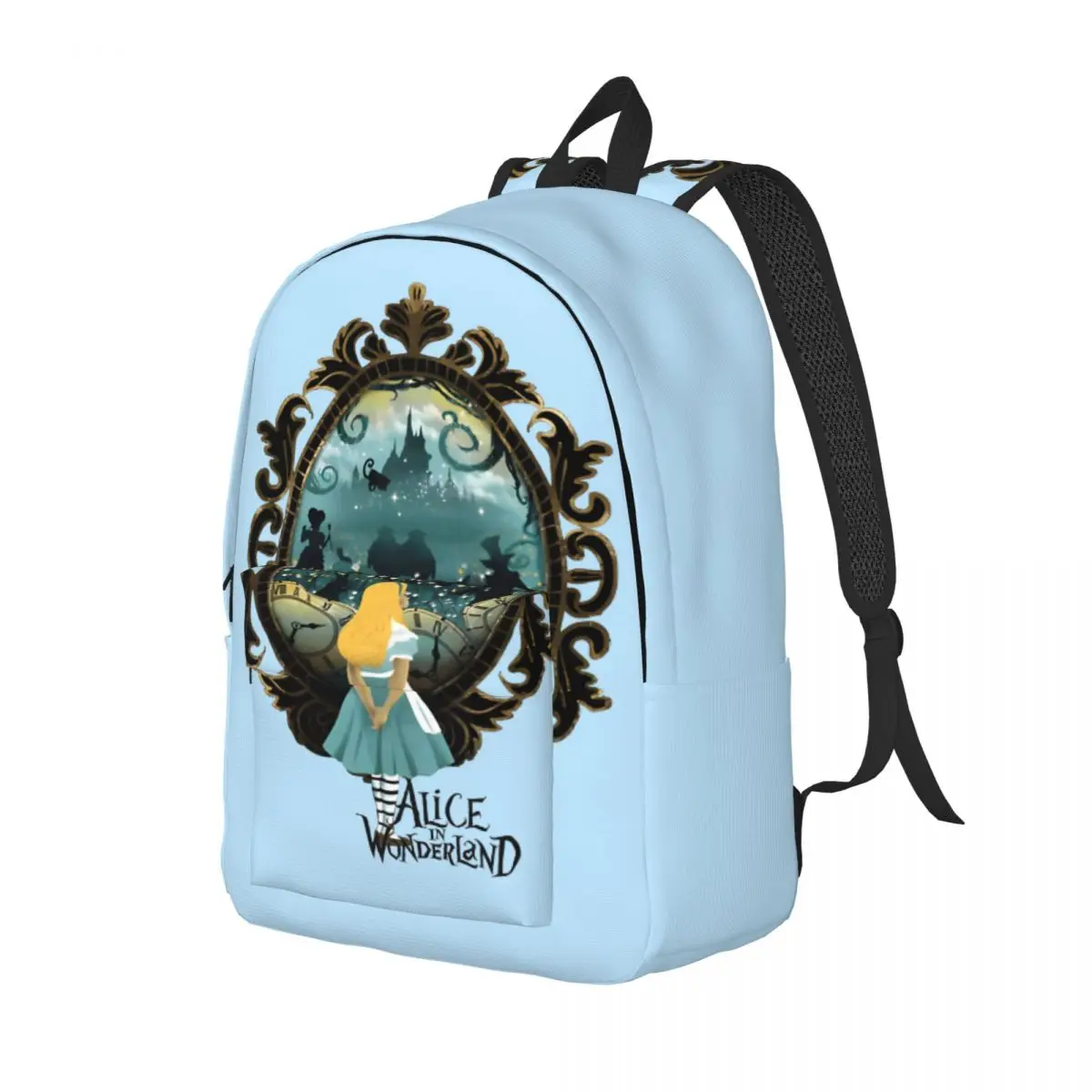 Alice In Mirror Backpack Disney Alice in Wonderland Film Ladies Casual For School For Gifts Sturdy Shoulder Daypack