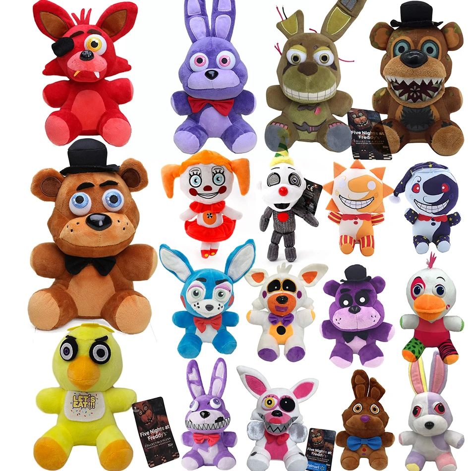 خمس ليلة في فريدي Fnaf لطيف ألعاب من القطيفة لعبة دمية 18 سنتيمتر بوني الدب ماكر الكرتون محشوة الدمى فريدي لعب للأطفال هدايا