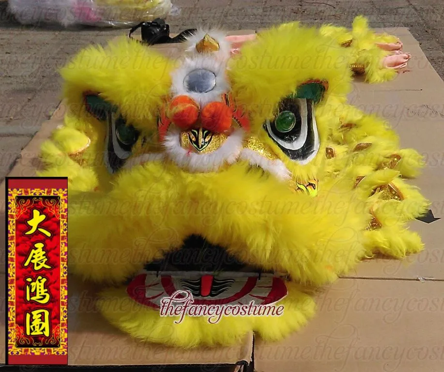 

20inch Chinese Lion Dance Costume Flag wzplzj 2 Children Kid 8-15Age Student Fun Park Props Outfit Game Party Carnival Festival