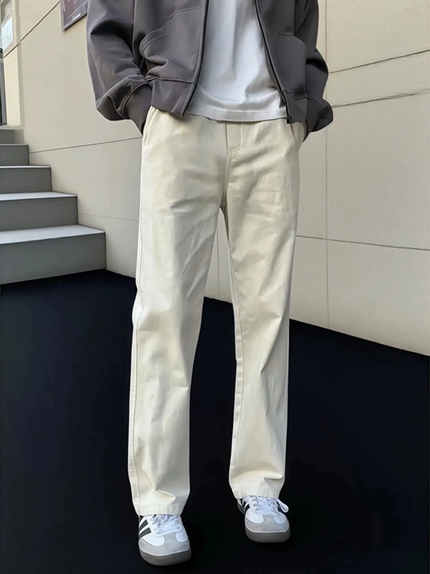 

Мужские джинсы с высокой талией и расклешенным низом, прямые, облегающие, с эффектом подтяжки ягодиц, для осеннего повседневного образа