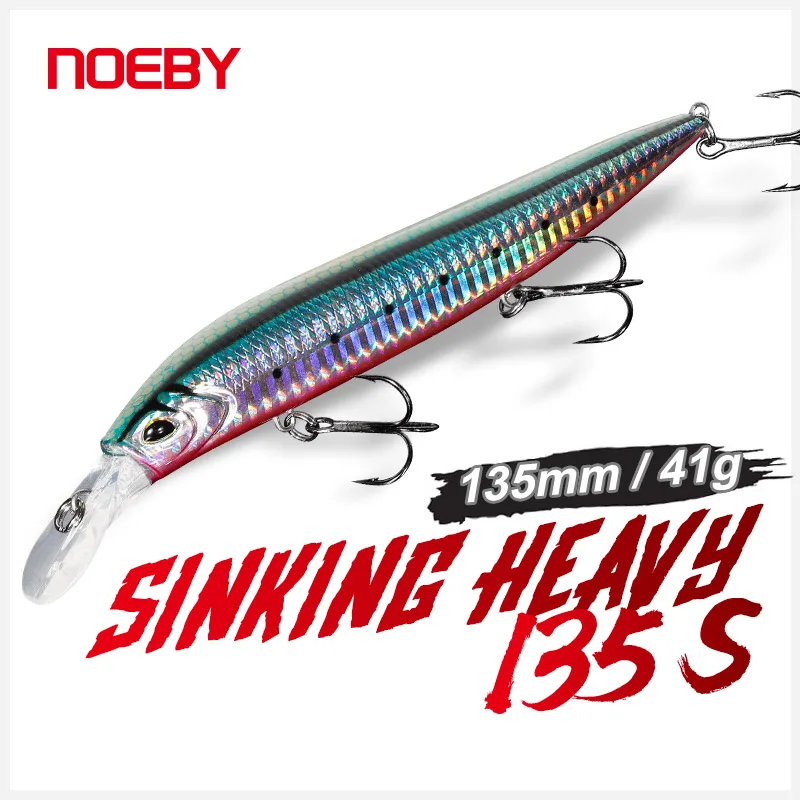 

NOEBY Fishing Lure Sinking Minnow 135mm 41g Saltwater Bass Fish Tackle Ultra Long Casting Artificial Hard Bait Jerkbait Wobbler