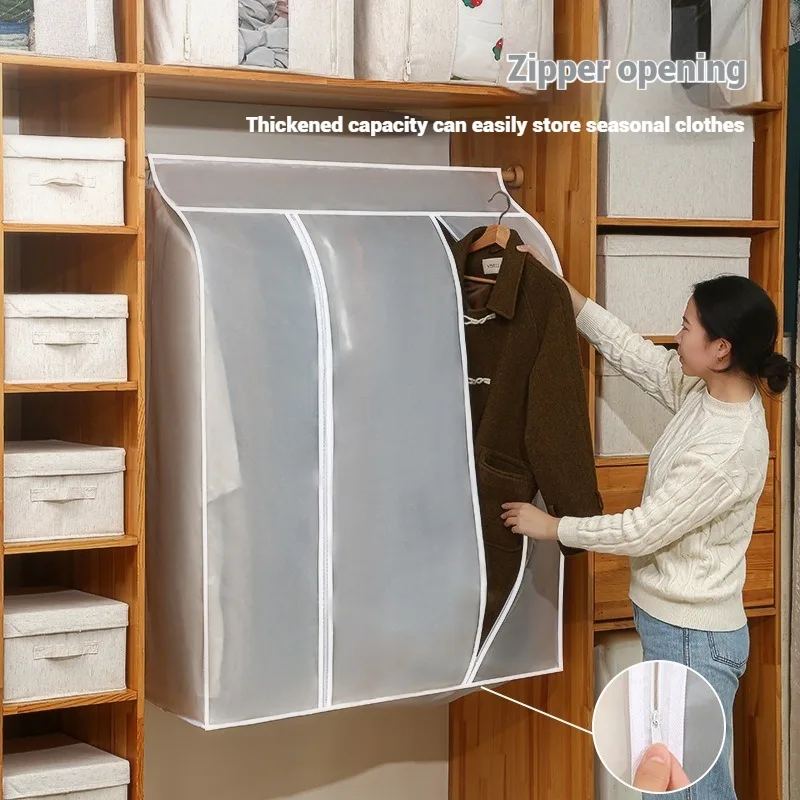 Waschbare, transparente Kleidersack – staubdichter und feuchtigkeitsbeständiger hängender Kleiderbezug für Mäntel, Anzüge – Home Garderoben-Organizer