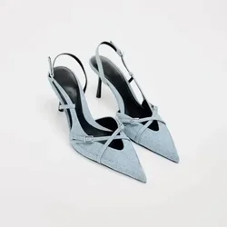 2024 Woman Pumps Shoes HIGH HEELS Summer Party Stiletto Heels Sexy Single Shoes Flight Woven Mesh Breathable Women's Shoes