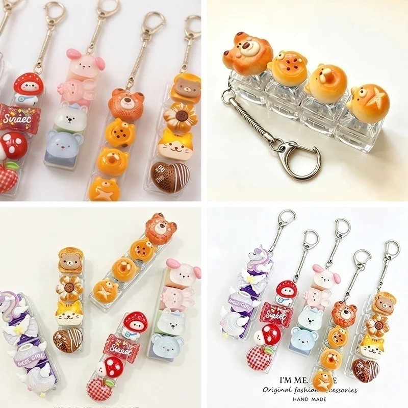 ASMR Keyboard Fidget Keychain Keycap Clicker Satisfying Mechanical Sound Push Button Stress Relief Sensory Toy for Adults Relief