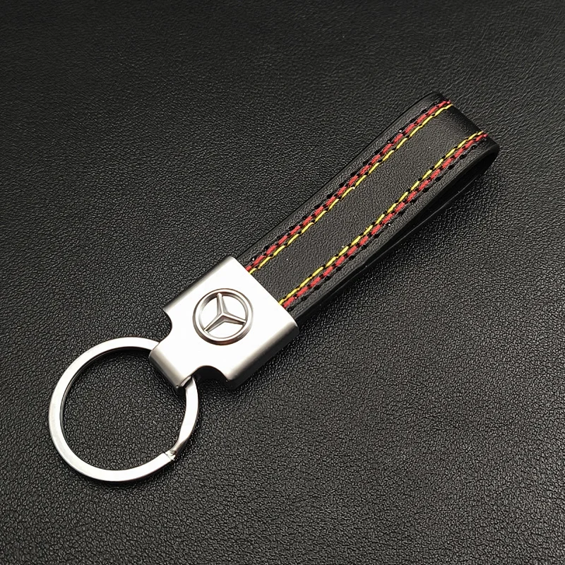 Luxury Metal Leather Logo Keyring Car Keychain For Mercedes A B C E S GLA GLB GLC GLE GLS CLA GLK Class W204 W205 Accessories