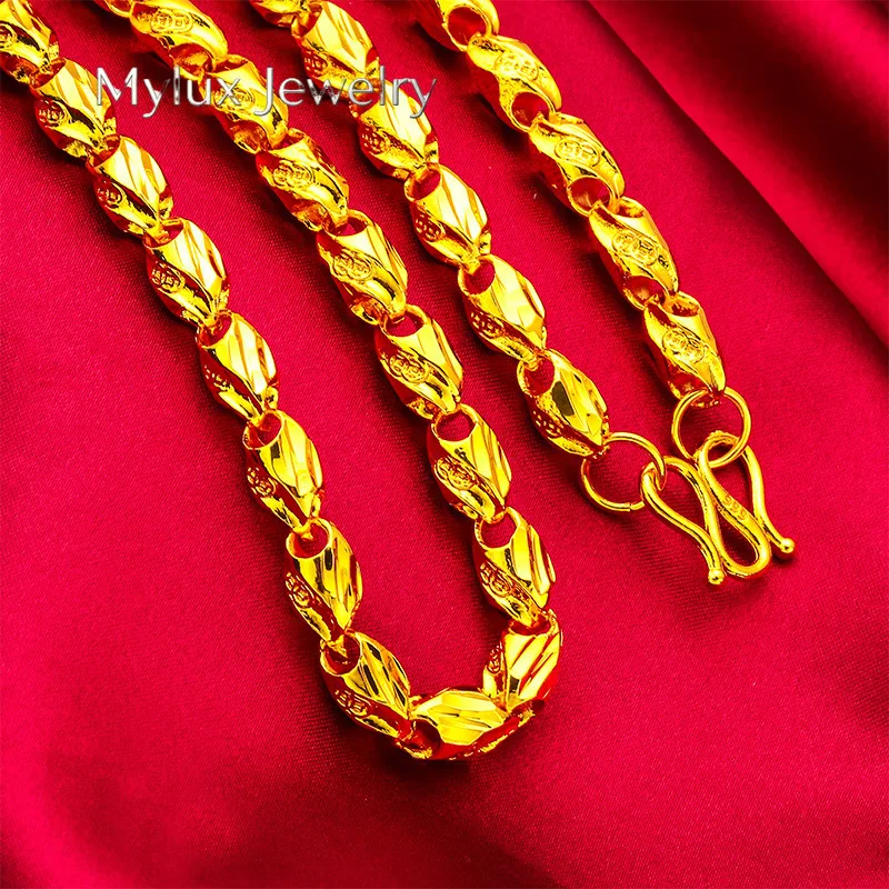 

Mylux Jewelry 24K Gold Diamond-Shaped Necklace | AU999 Pure Gold, 3D rhombus design, exuding masculine sophistication