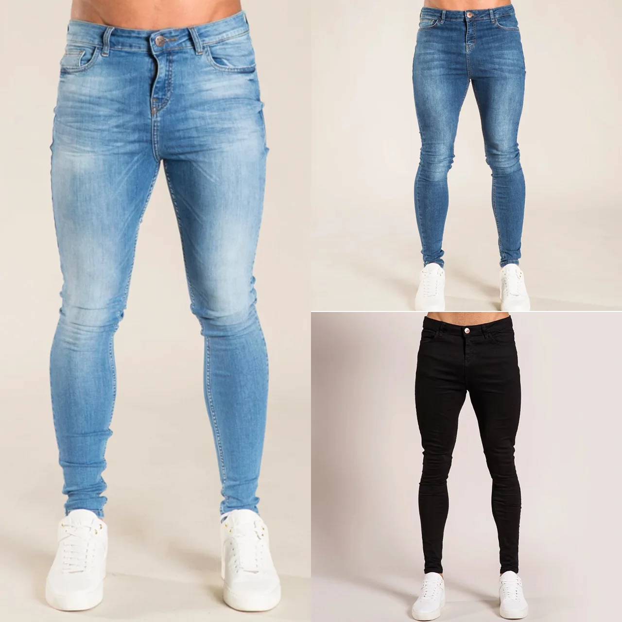 Nueva moda americana, pantalones vaqueros de tubo simples a la moda informales ajustados azules lavados Vintage para hombre, pantalones vaqueros para hombre, ropa de calle