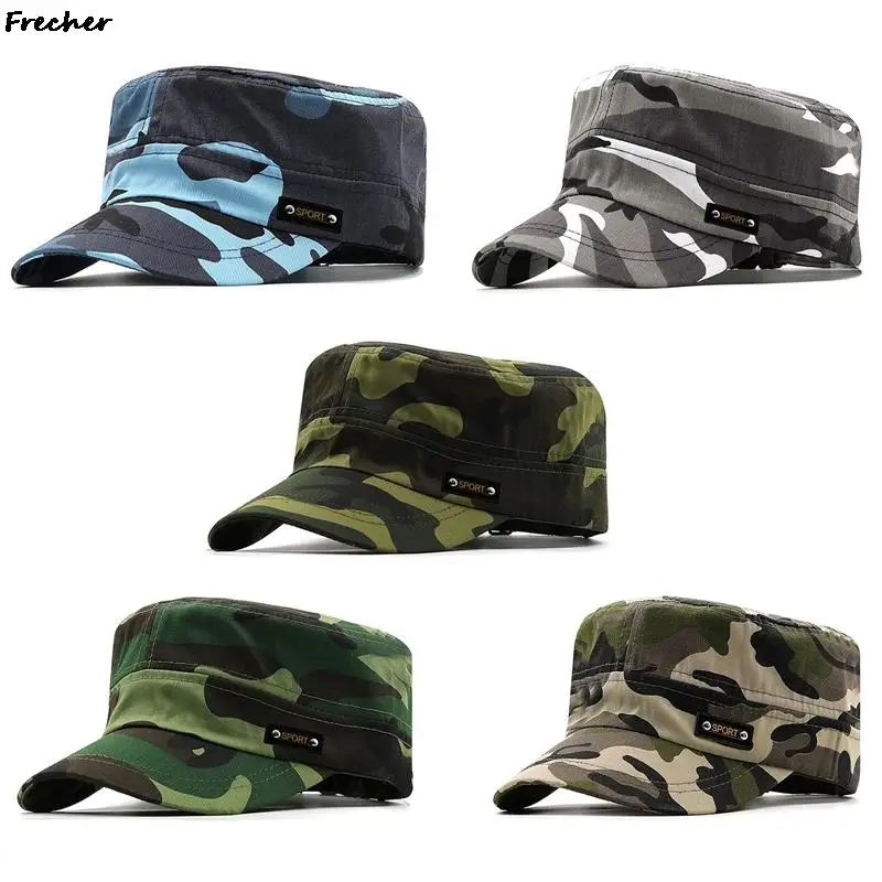 Camouflage Trendy Trucker Cap Men Camouflage Flat Caps Fishing Hunting Jungle Hat Outdoor Breathable Cotton Snapback Hats Gorras