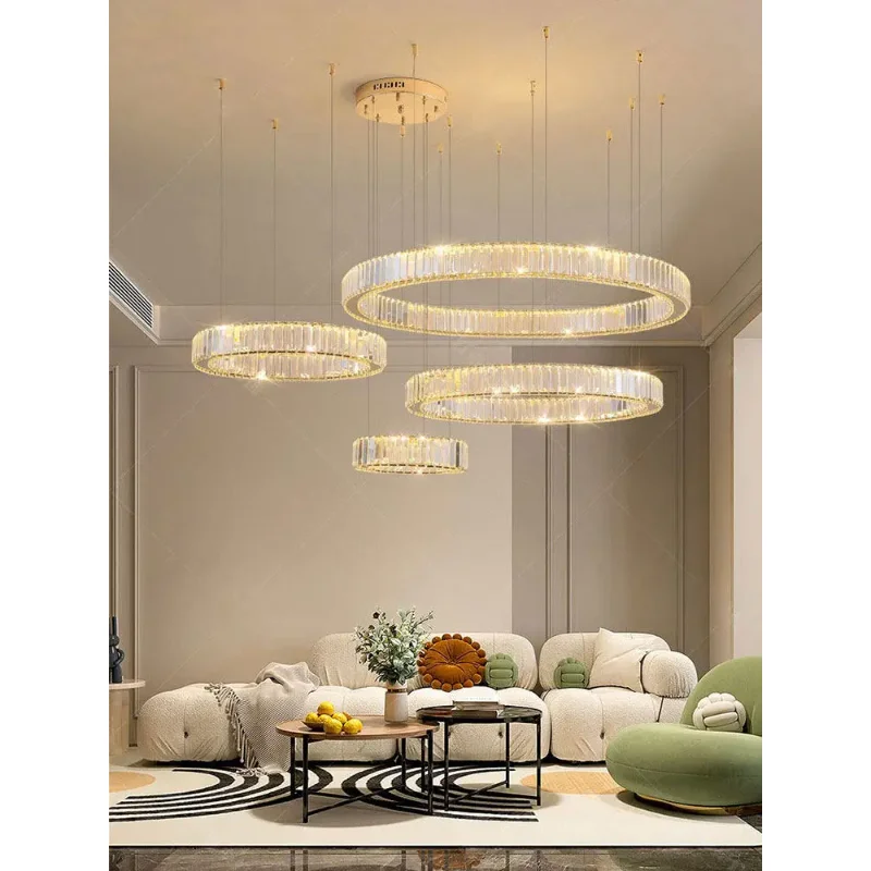 

Luxury Design Gold Crystal LED Chandelier K9 Crystal Dimmable Pendant Light for Living Room Bedroom Hotel Villa Decor