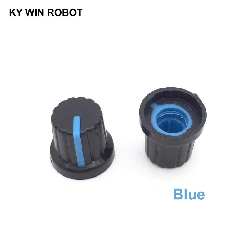 

10PCS /lot Blue Volume Control Rotary Knobs For 6mm Dia Knurled Shaft Potentiometer Durable