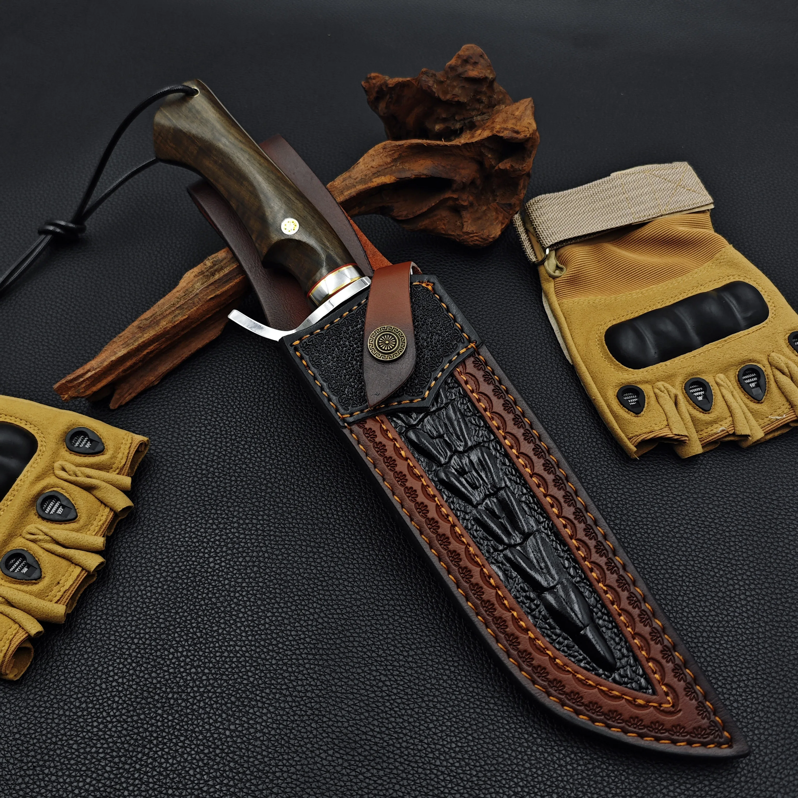 7.4mm thick 9cr18mov Steel Sour Branch Handles - Wood Chopper with Ergonomic Handle with Sheath for Outdoor Wood Cutting