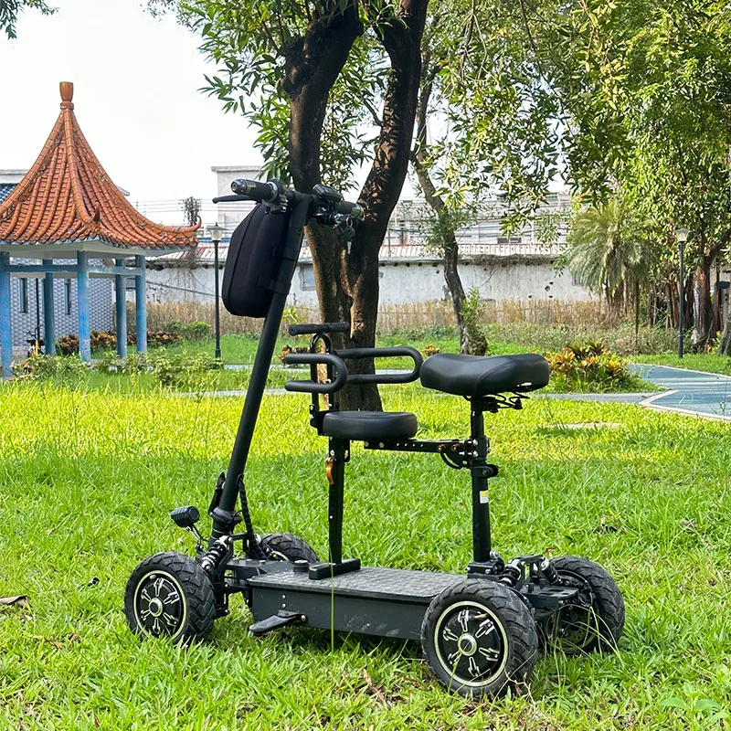 Electric four-wheel, independent shock-absorbing scooter, folding ultra-light portable construction site vehicle
