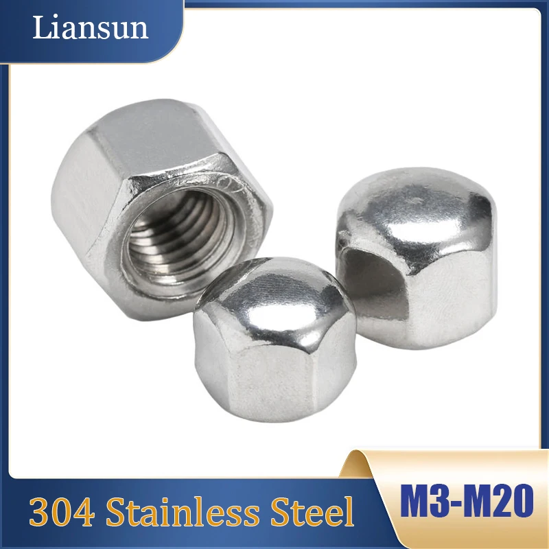 

M3-M20 304 Stainless Steel Low-Profile Hex Cap Nuts – Blind Hole, Decorative Covers for Furniture & Decoration