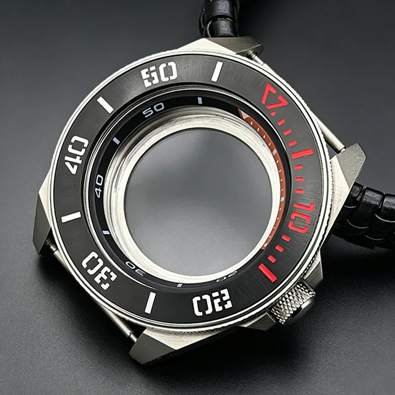 44MM Silver NH35 Case King Samurai Case Fits 4R 7S26 NH35 NH36 Movement 28.5MM Dial Transparent Back King Samurai Case Replace