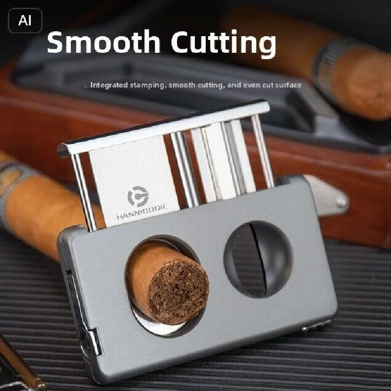 Luxury 5 In 1 Cigar Cutter Stainless Steel V Guillotine Punch Aluminium Alloy Needle Pin Holder Portable Pocket Knife Solution