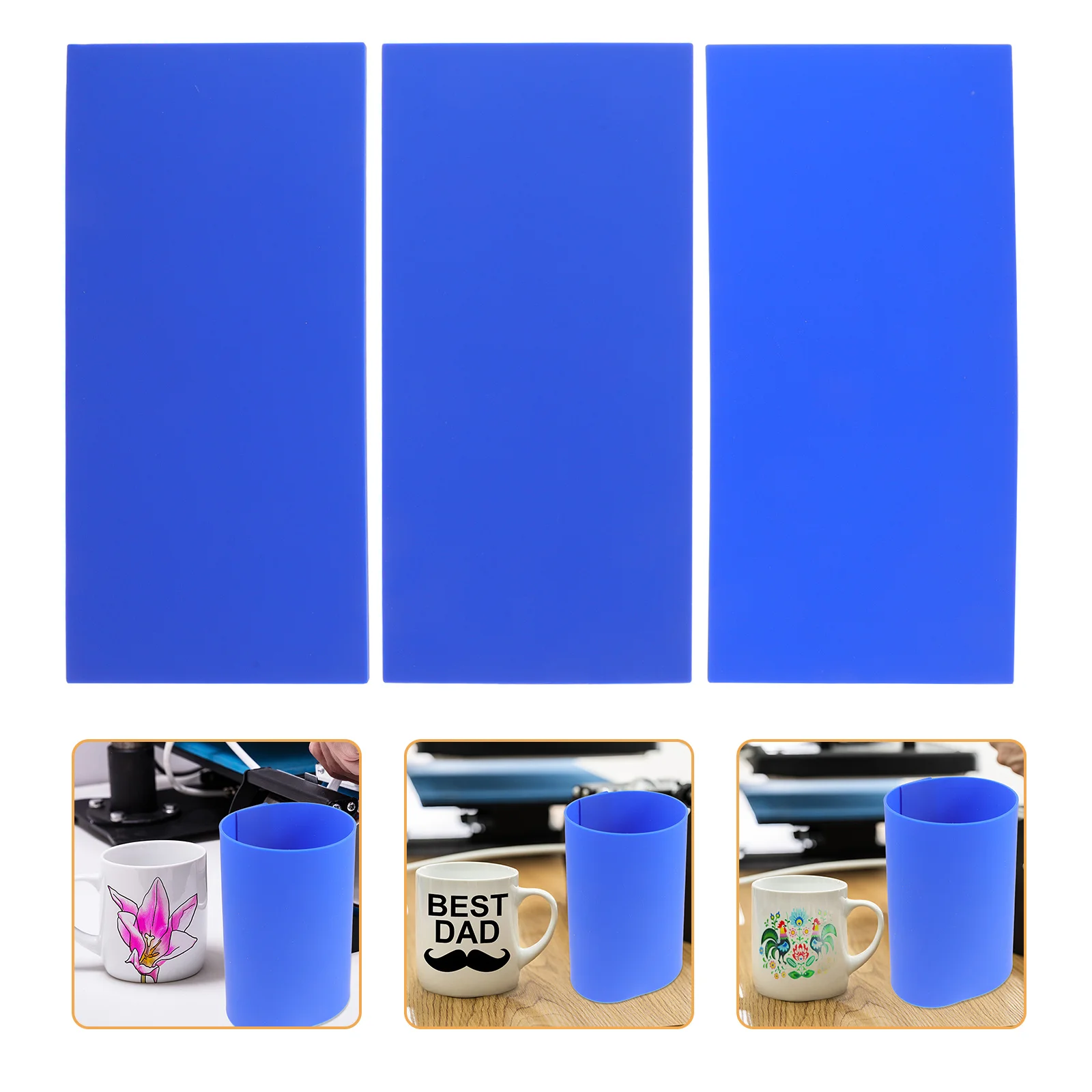 

3Pcs Cup Sublimation Wraps High Temperature Acid Alkali Oil Moisture Abrasion Resistant Silicone Heat Press Mat Professional Mug